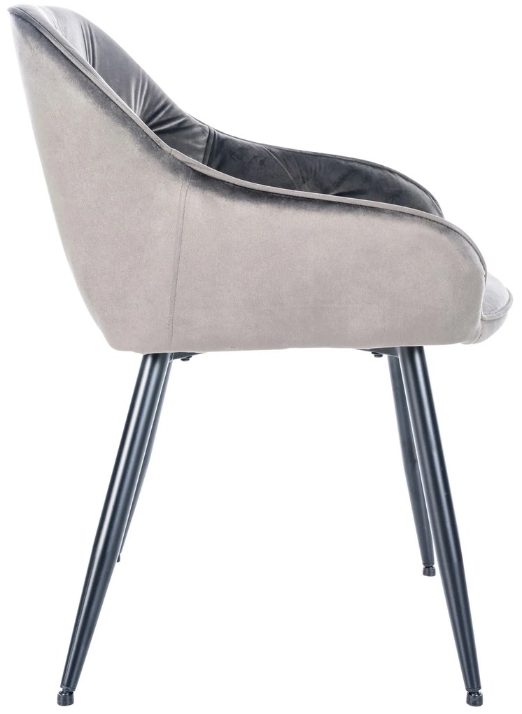 Cadeira de sala de jantar Cassis com estofo em veludo 81 x 56 x 58 cm Cinzento