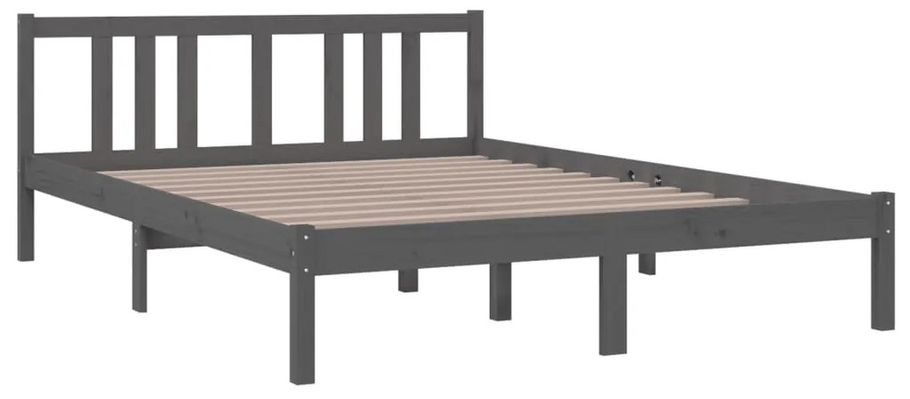 Estrutura de cama 140x200 cm madeira maciça cinzento