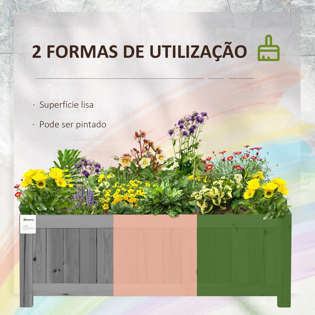 Floreira de Madeira Dobrável Floreira Elevada para Cultivo de Vegetais e Flores no Pátio Varanda Terraço 70x30x25 cm Cinzento