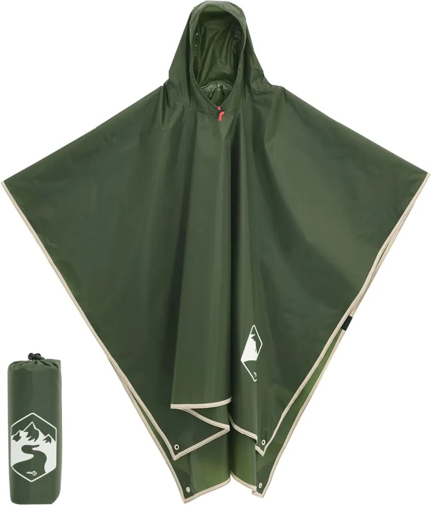 vidaXL Poncho de chuva com capuz design 2 em 1 223x145 cm verde