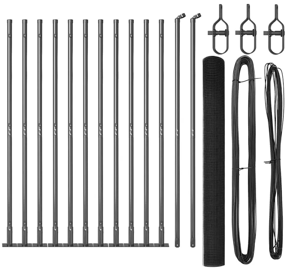 Conjunto de Postes de Cerca Conjunto de 2 Cinza Metal, PVC