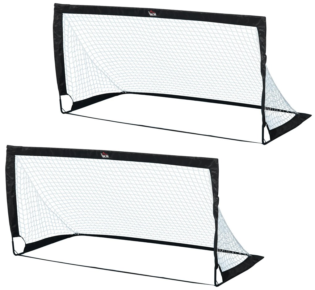 Balizas de Futebol Dobráveis para Crianças e Adultos com Saco de Transporte para Exterior Treino 183x90x90 cm Preto