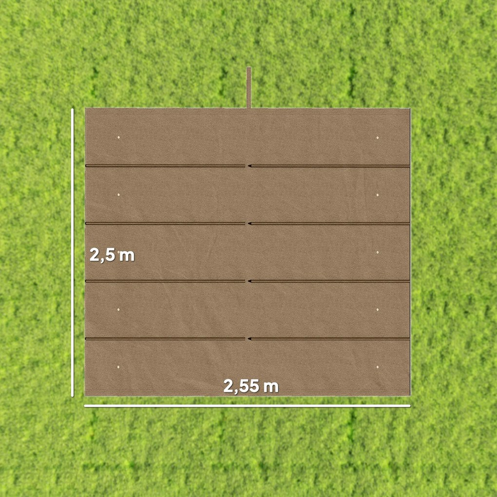 Cobertura para Teto Retrátil de 2,5x2,55 m para Pérgola 3x3 Tecido de Substituição com 10 Orifícios de Drenagem Castanho