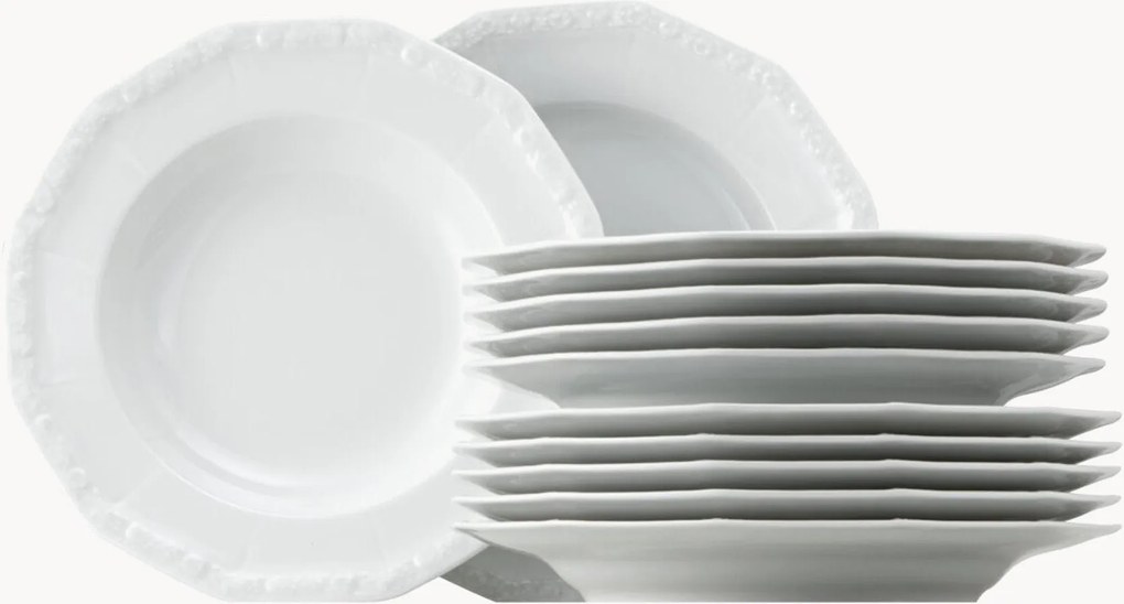 Conjunto de loiça em porcelana Maria, 6 pessoas, conjunto de 12