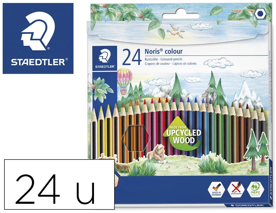 Lápis de Cores Staedtler Wopex Ecologico 24 Cores em Caixa de Cartão
