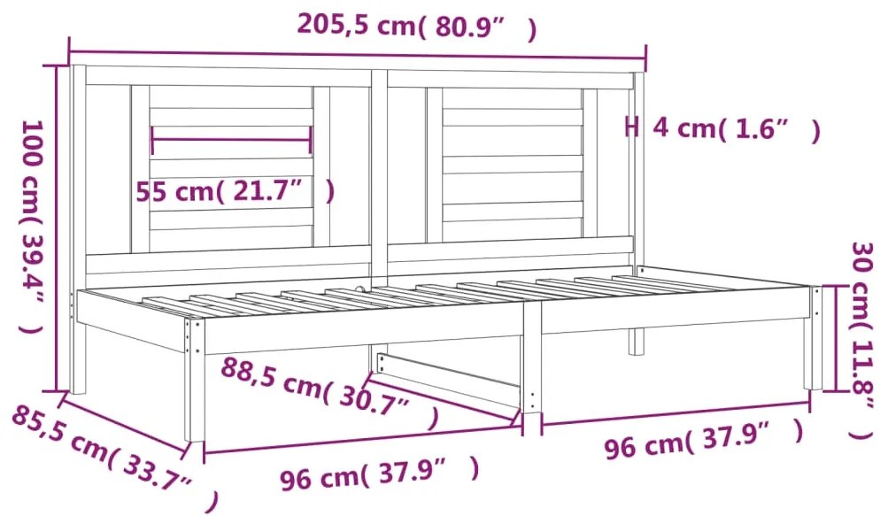 Sofá-cama sem colchão 80x200 cm madeira de pinho maciça branco