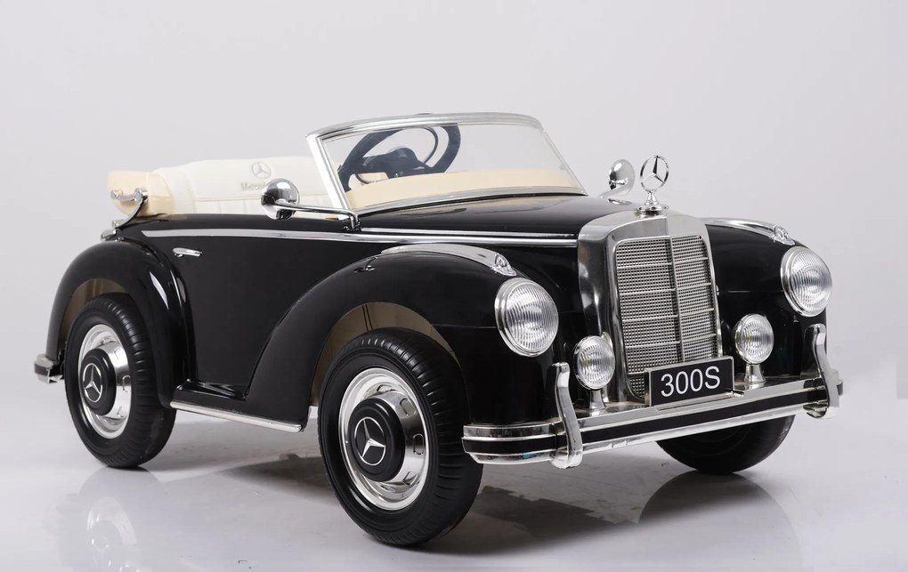 Carro elétrico para crianças 12V Mercedes-Benz 300S Classic com pneus em EVA e assento em pele artificial Preto