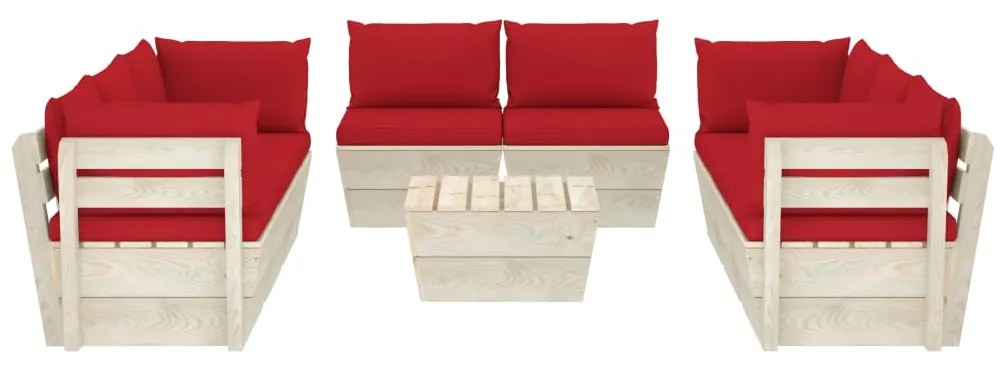 9 pcs conjunto lounge de paletes + almofadões madeira de abeto