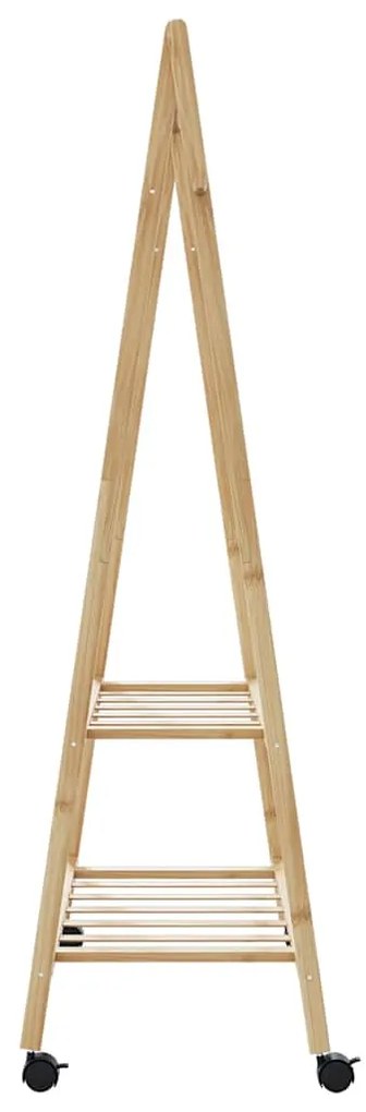Cabide com prateleiras e rodas 96x45,5x155,5 cm bambu
