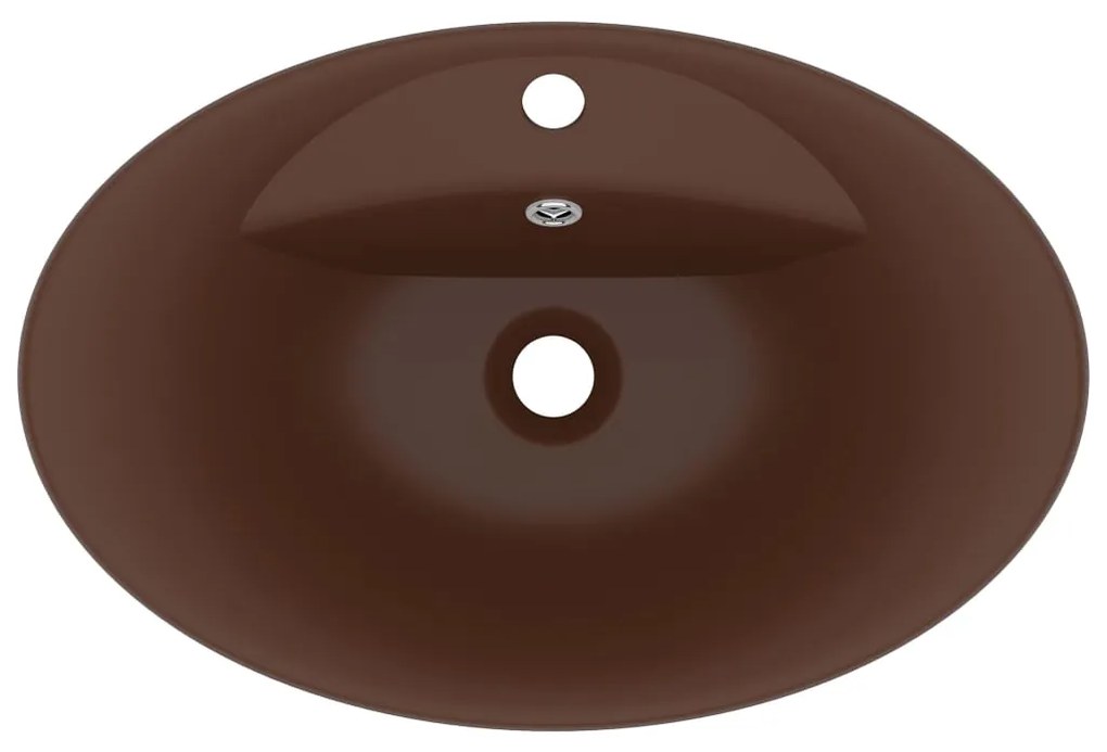 Lavatório luxuoso oval 58,5x39 cm cerâmica castanho-escuro mate