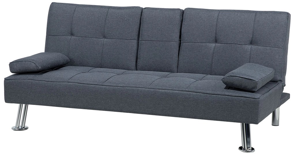 Sofá-cama de 3 lugares em tecido cinzento escuro ROXEN Beliani
