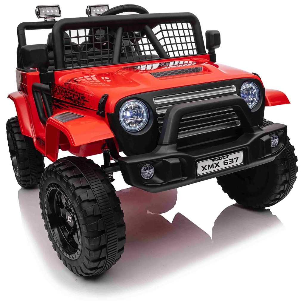 Jipe elétrico para Crianças 12V OFF ROAD 4x4 SPORT Rodas de EVA, Assento de couro Vermelho