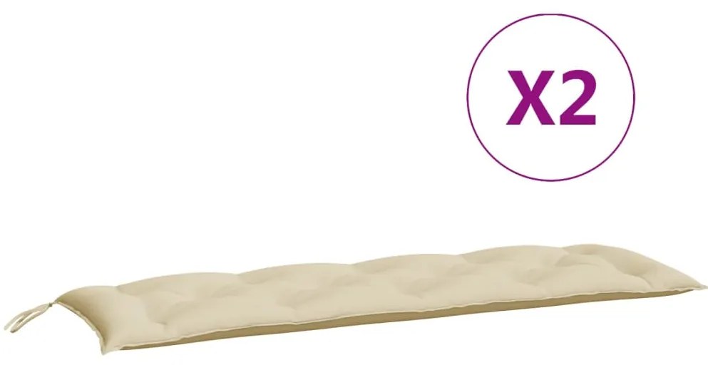 Almofadões banco jardim 2 pcs 150x50x7cm tecido oxford bege