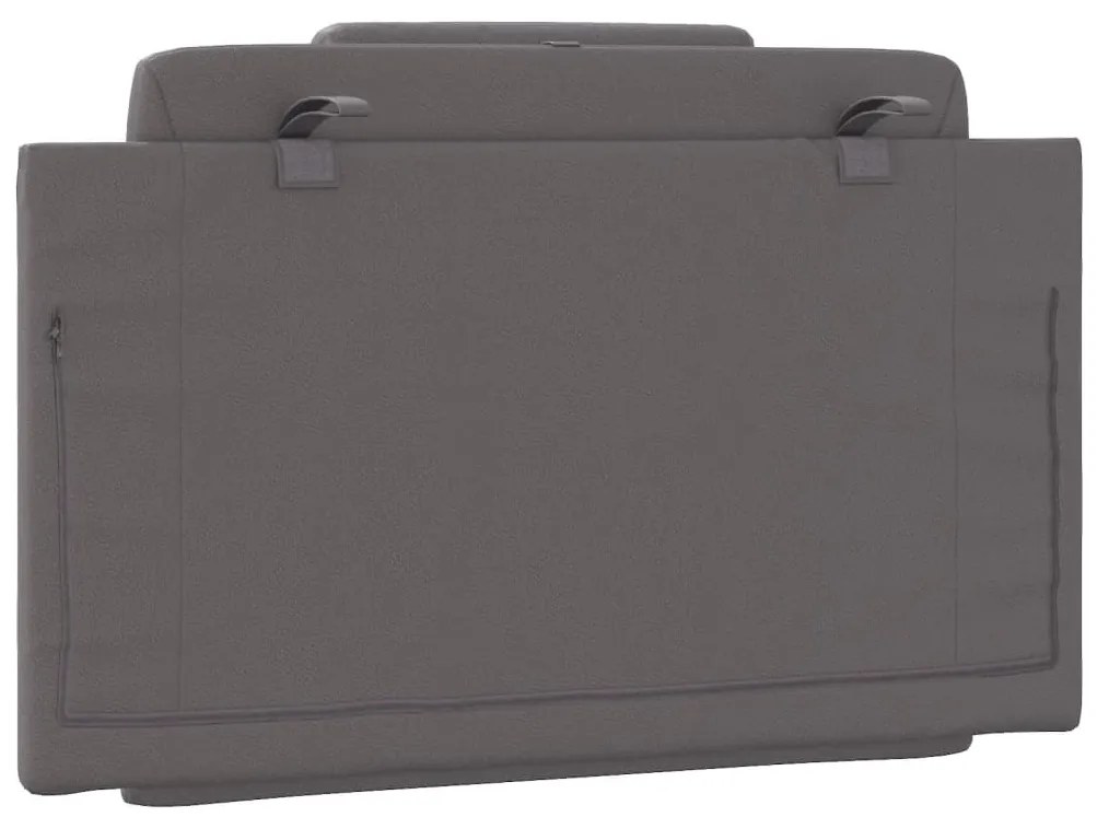 Almofadão de cabeceira 80 cm couro artificial cinzento