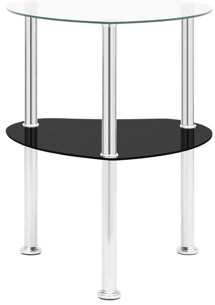Mesa apoio 2 prateleiras 38x38x50cm vidro temp. transp./preto