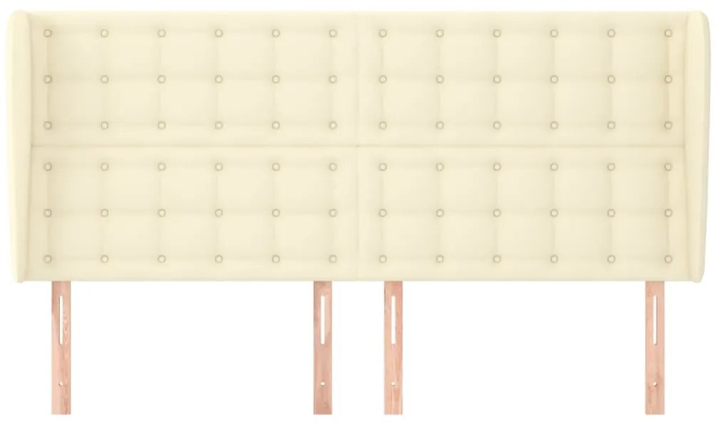 Cabeceira cama c/ abas couro artificial 163x23x118/128 cm creme