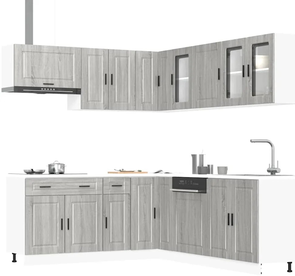 vidaXL 11 peças armário de cozinha conjunto Porto cinzento sonoma