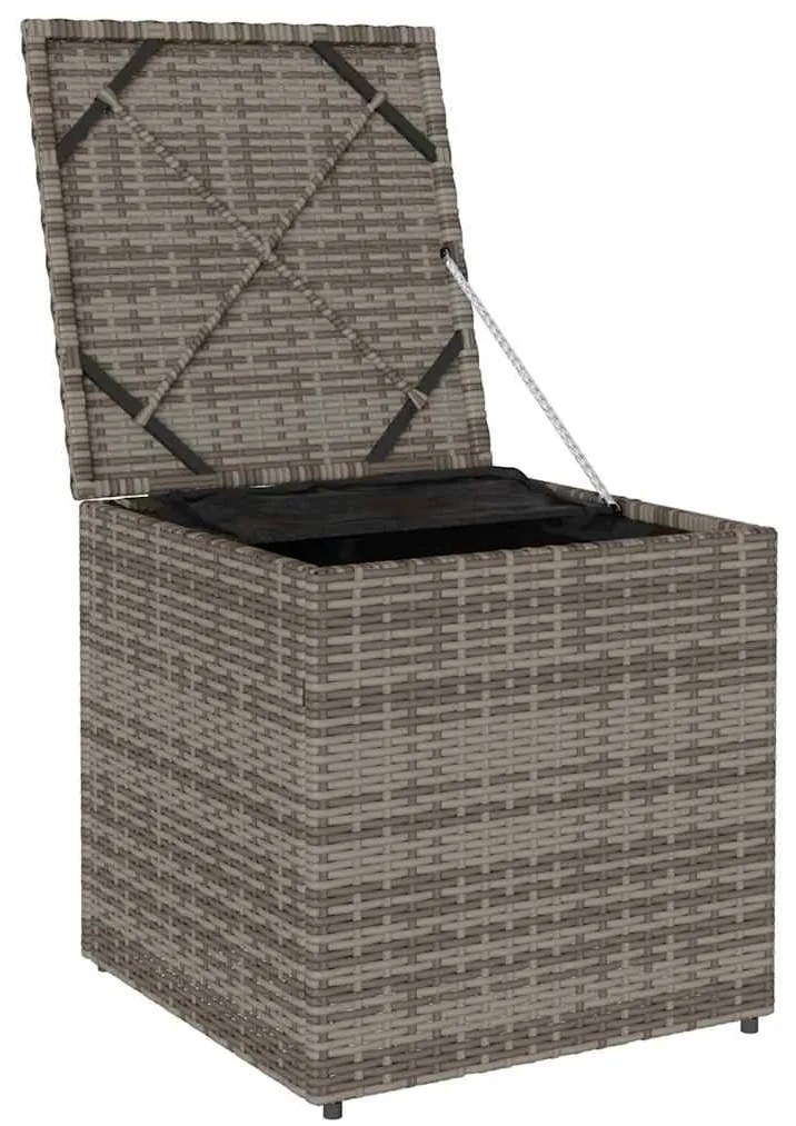 Caixa de Armazenamento Externa Cinza e Cinza Escuro Rattan Grande