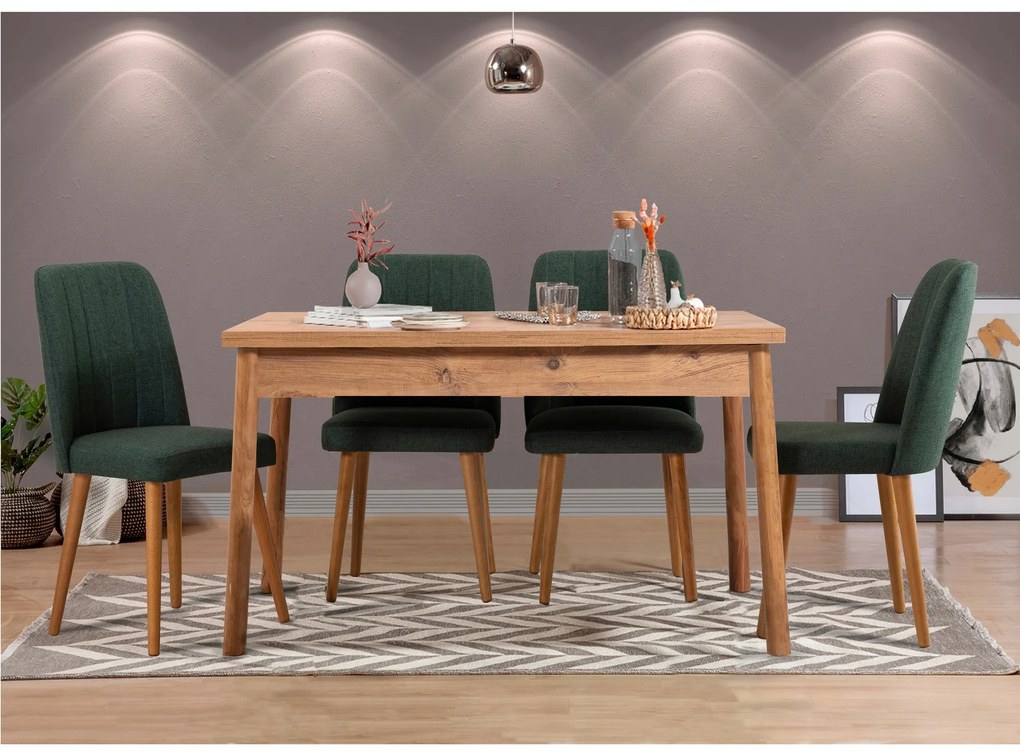 Conjunto de Mesa e Cadeiras Costa – Pinho Atlântico Verde – Mesa: 120x