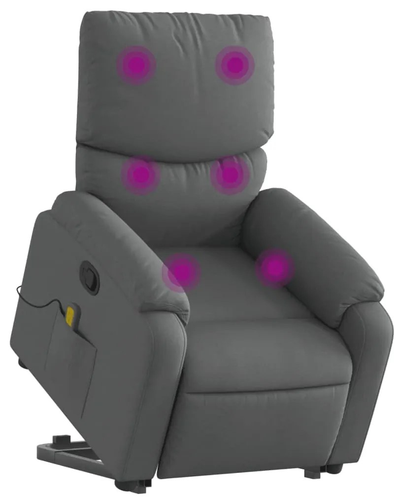 Poltrona elevatória de massagens tecido cinzento-escuro