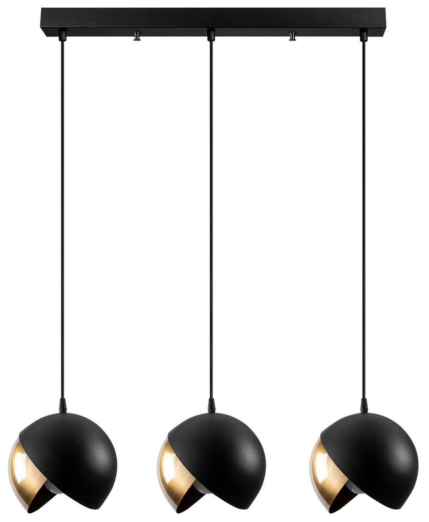 Candeeiro de Teto Berceste – Preto e Dourado – Diâmetro 70 cm, Altura