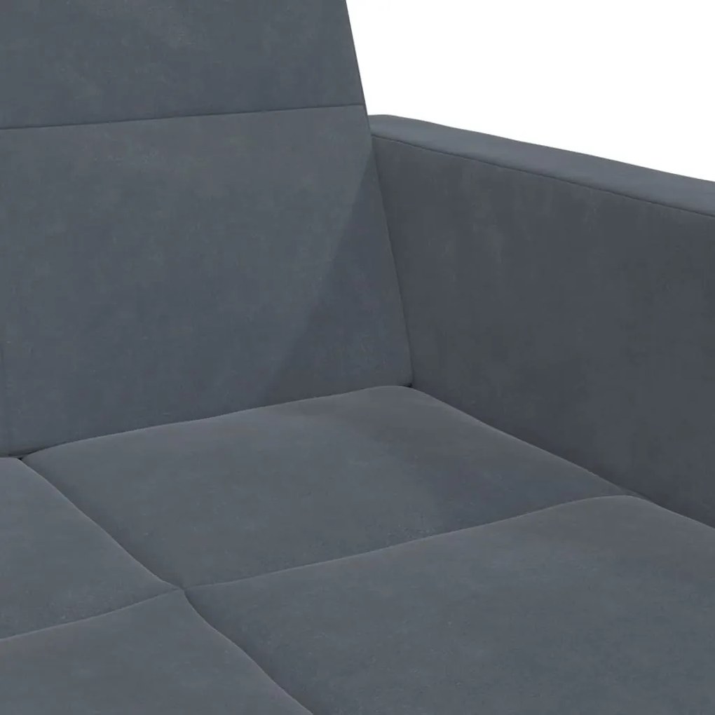 Sofá-cama 2 lugares c/ apoio de pés veludo cinzento-escuro