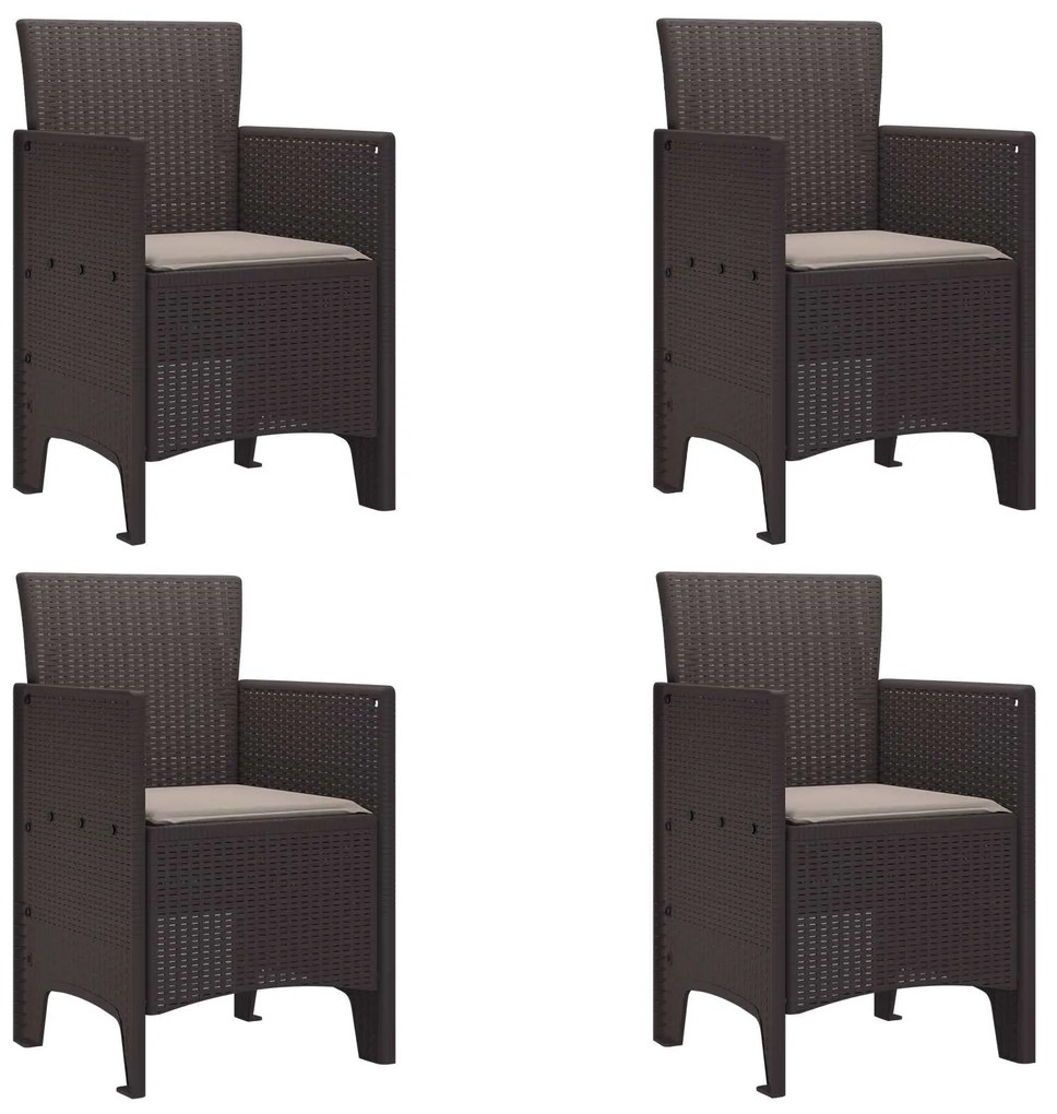 vidaXL Cadeira de Jardim 4 pcs Castanho 53 x 49 x 85 cm Polipropileno