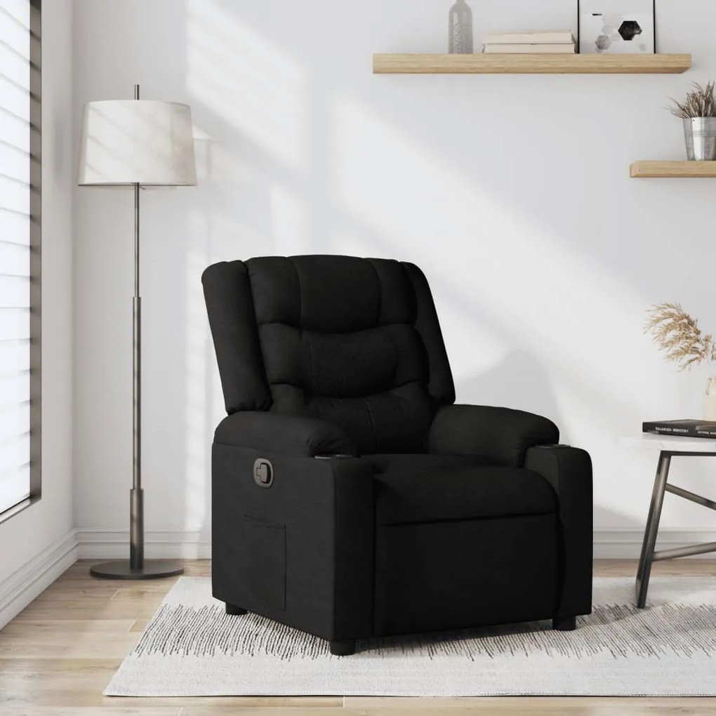 vidaXL Poltrona reclinável tecido preto