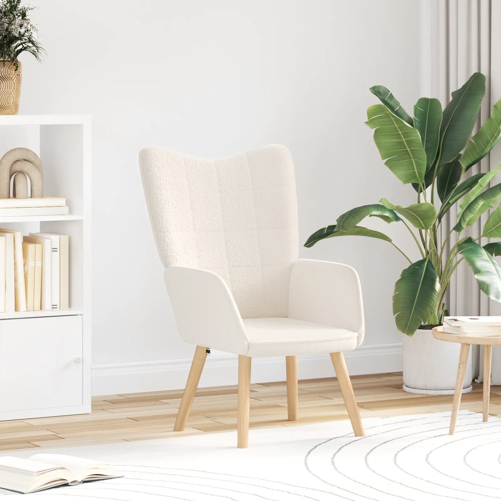 Poltrona Relaxante vidaXL em Tecido Semelhante a Lã Creme