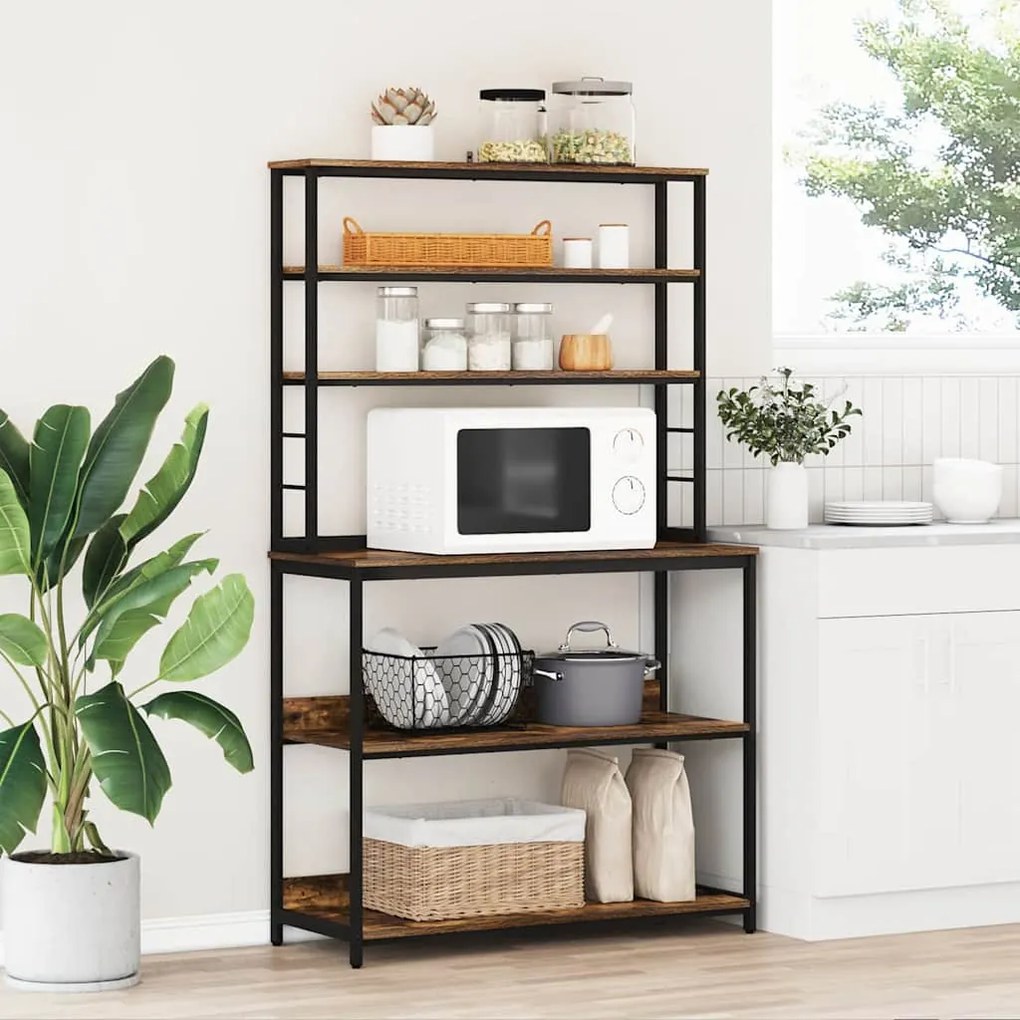 vidaXL Prateleira de Cozinha Carvalho Defumado 100 x 40 x 168 cm