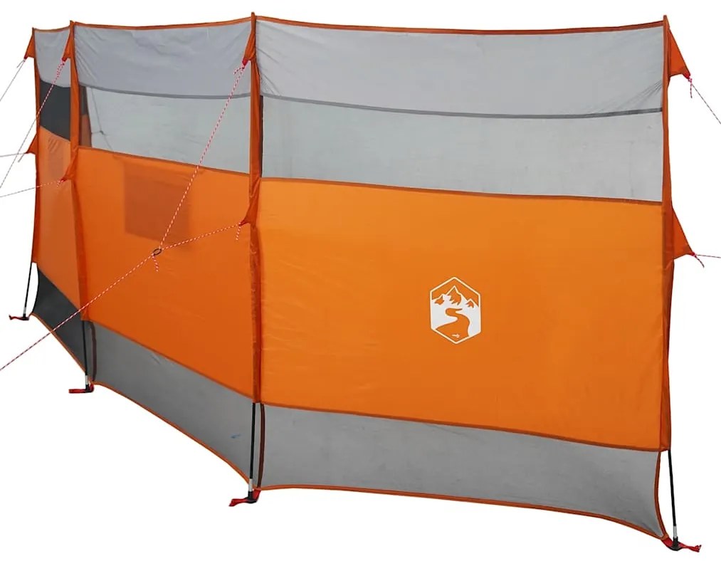 Corta-vento de campismo 510x153 cm impermeável cinza/laranja