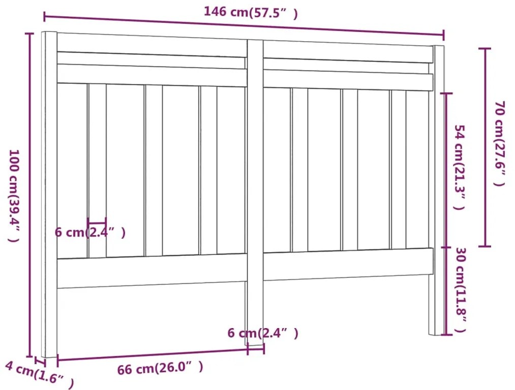 Cabeceira de cama 146x4x100 cm pinho maciço branco