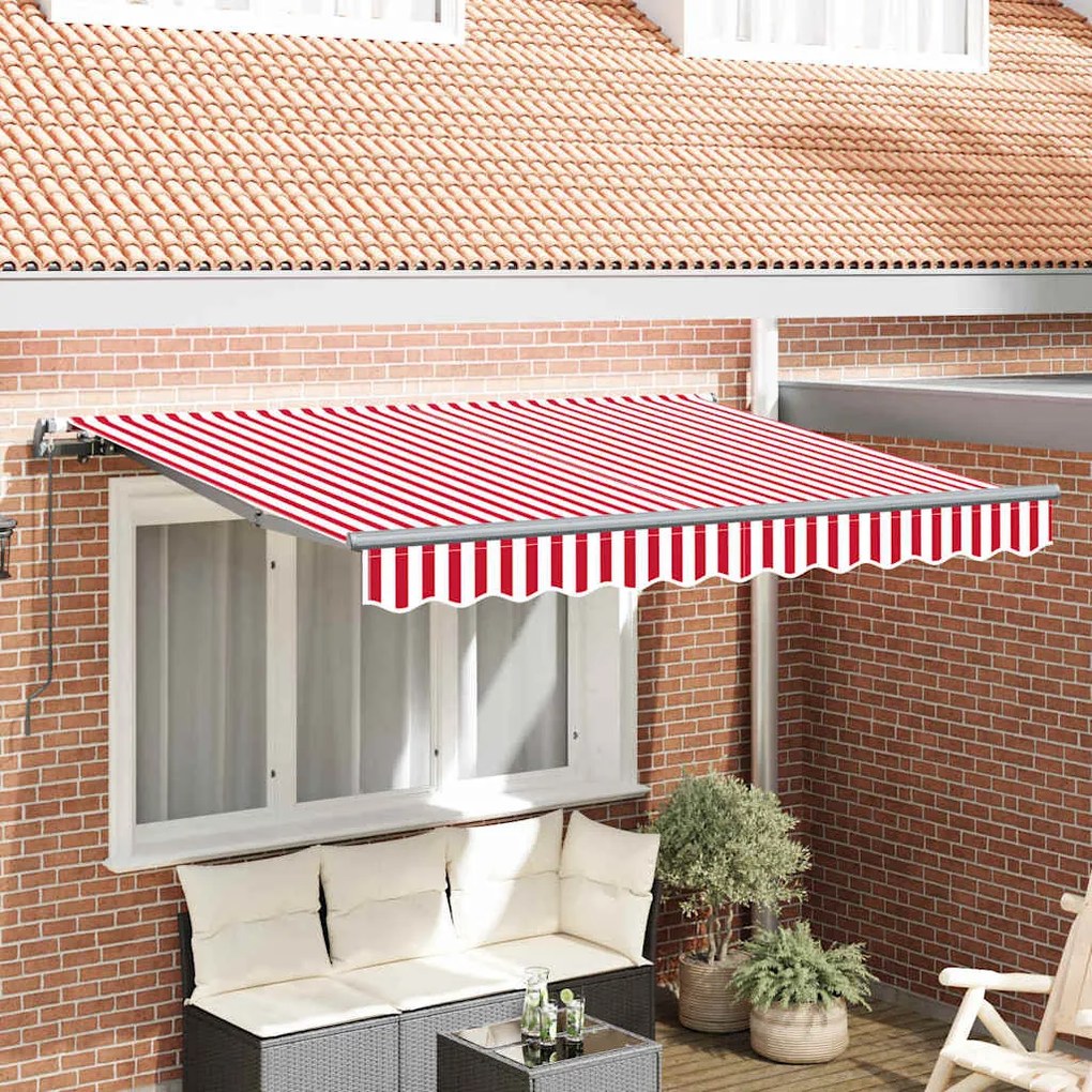 vidaXL Toldo Retrátil Manual Vermelho 300 x 200 cm tecido