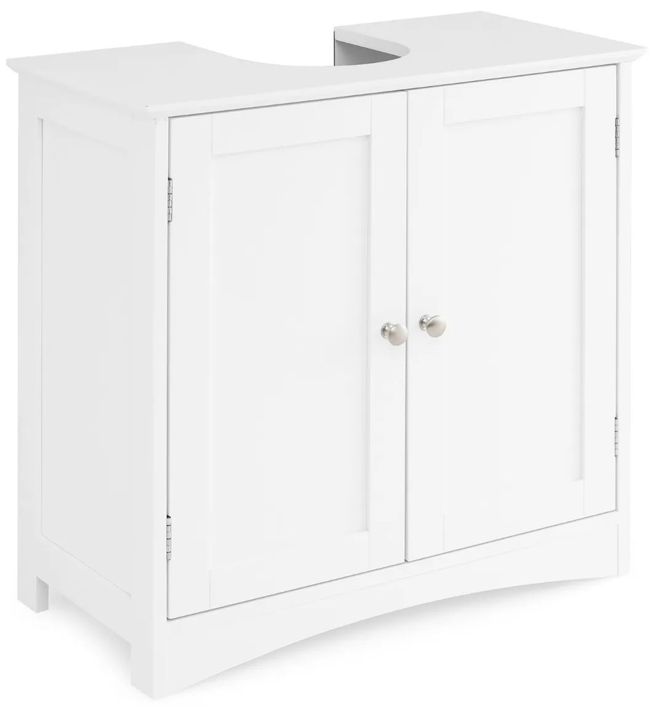 Armario de casa de banho para lavatório (Não incluído) com 2 portas Estante e recorte em U 60 x 30 x 60 cm Branco