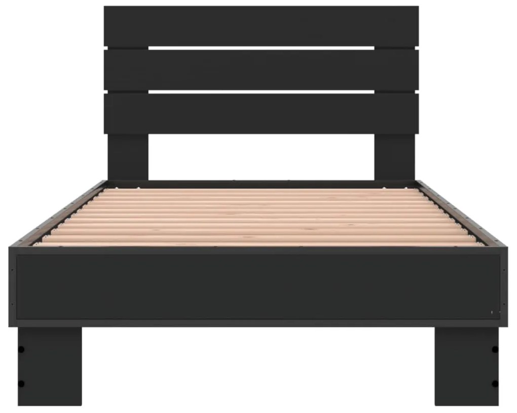 Estrutura de cama 90x190 cm derivados de madeira e metal preto