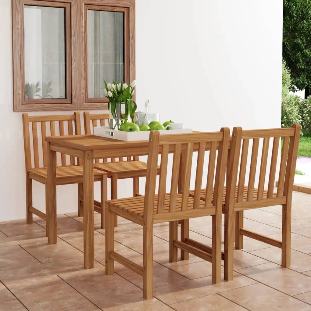 5 pcs conjunto de jantar para jardim madeira de teca maciça