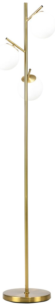 HOMCOM Candeeiro de Pé Moderno com 3 Pontos de Luz em Aço e Vidro Ø27x159 cm Ouro | Aosom Portugal