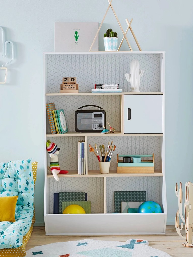 Móvel de arrumação Montessori, Tema Black and chic* branco/madeira