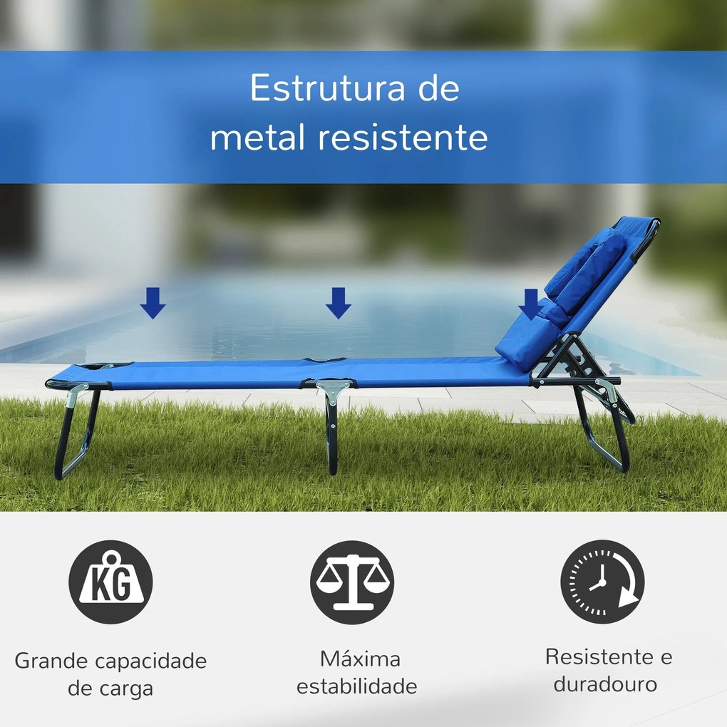 Espreguiçadeira Dobrável com Encosto Ajustável em 4 Posições Espreguiç