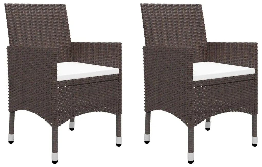 3 pcs conj. bistrô de jardim vime PE e vidro temperado castanho