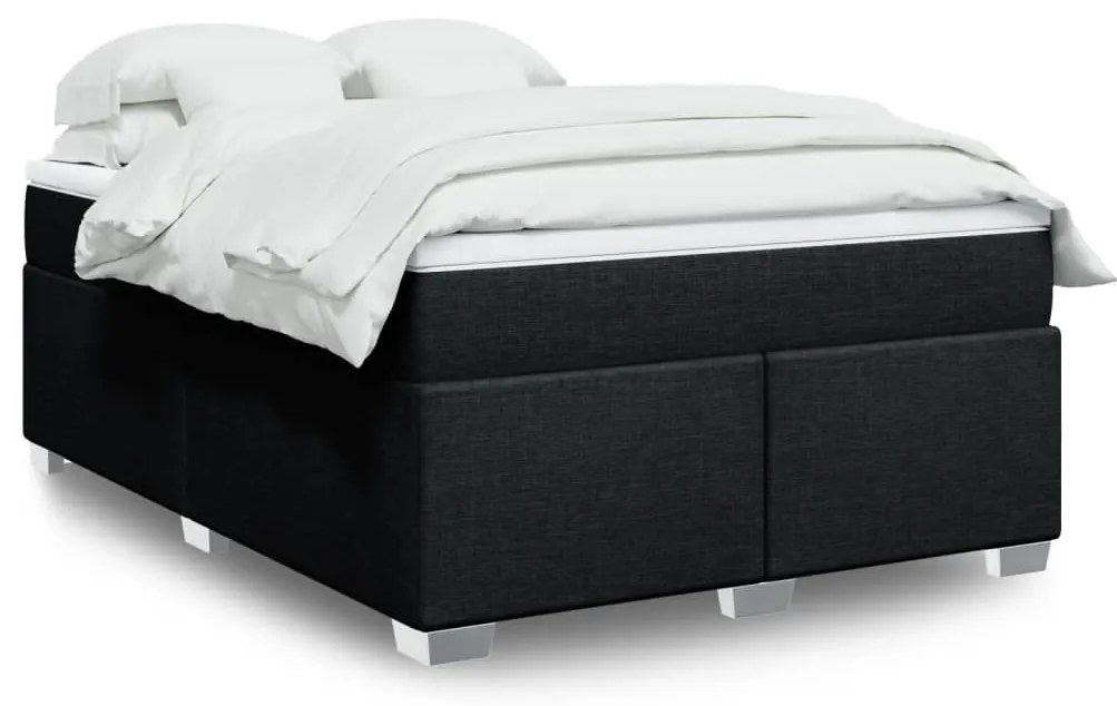 Cama com molas/colchão 140x200 cm tecido preto
