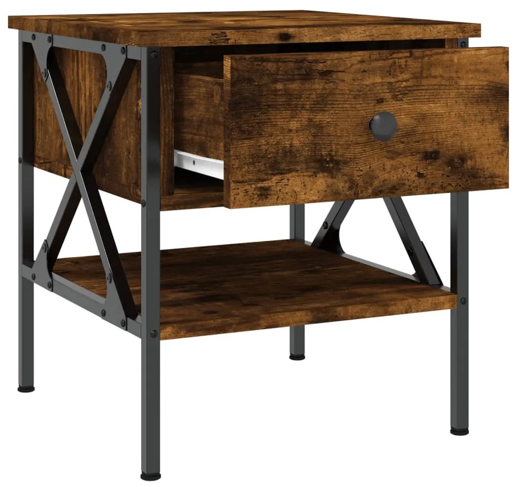 Mesa de cabeceira 40x42x45 cm derivados madeira carvalho fumado