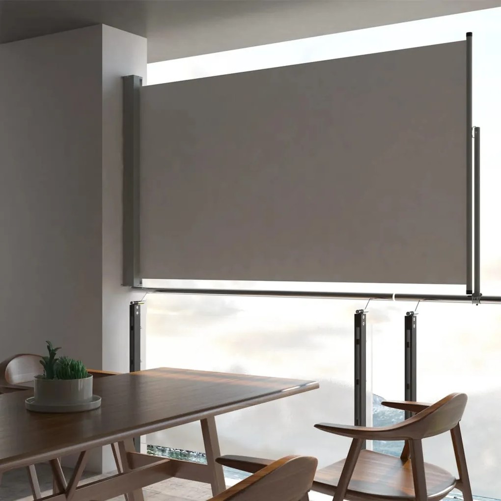 vidaXL Toldo lateral retrátil para pátio 140x300 cm cinzento