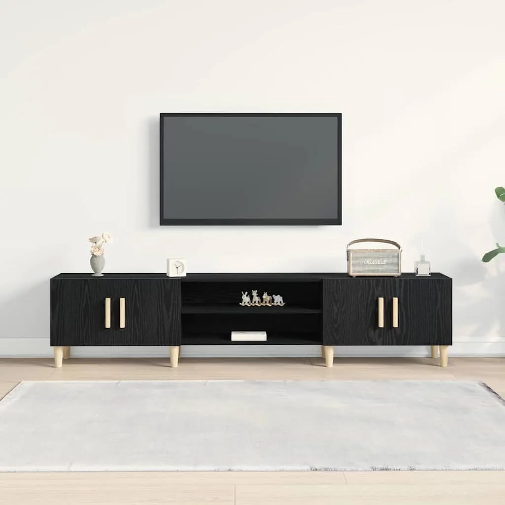 Cabinet de TV vidaXL Preto Carvalho 180x31,5x40 cm Madeira Derivada