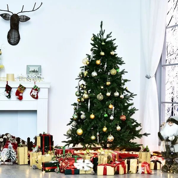 HOMCOM Árvore de natal ∅115x180cm Artificial Árvores Decoração de Natal com 1492 Ramos de Apoio em Metal
