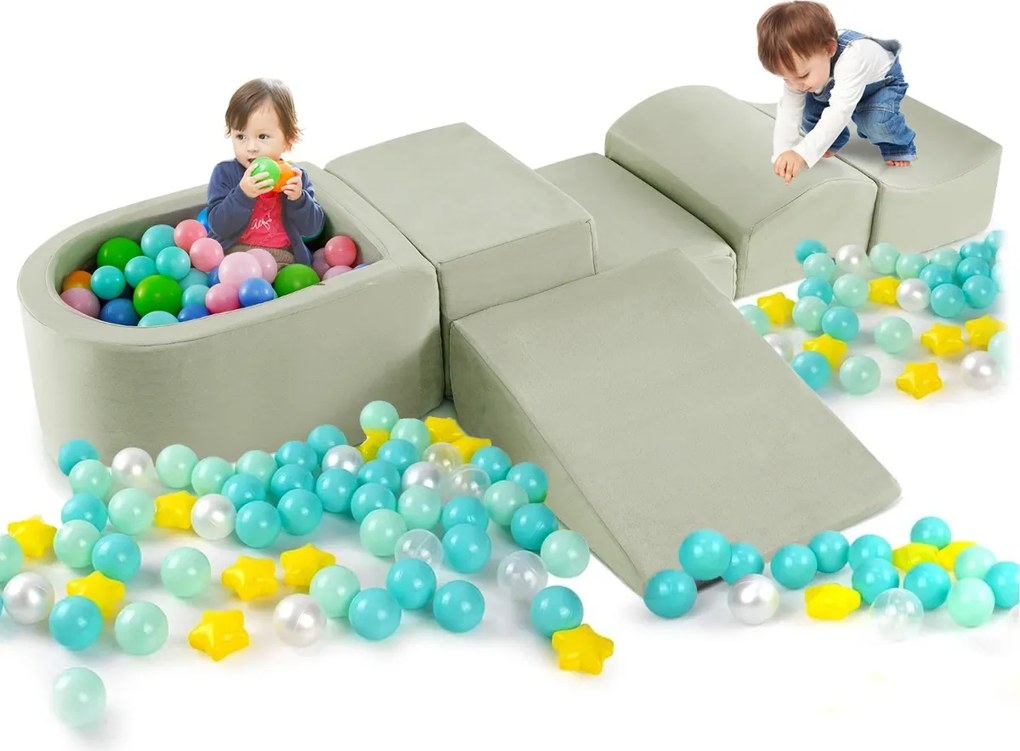 Conjunto de 5 peças para escalada para bebésr com piscina de bolinhas (NÃO INCLUIDAS) e capa lavável Verde