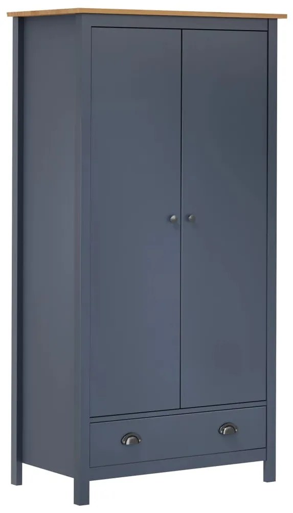288949 vidaXL Roupeiro 2 portas Hill 89x50x170 cm pinho maciço cinzento