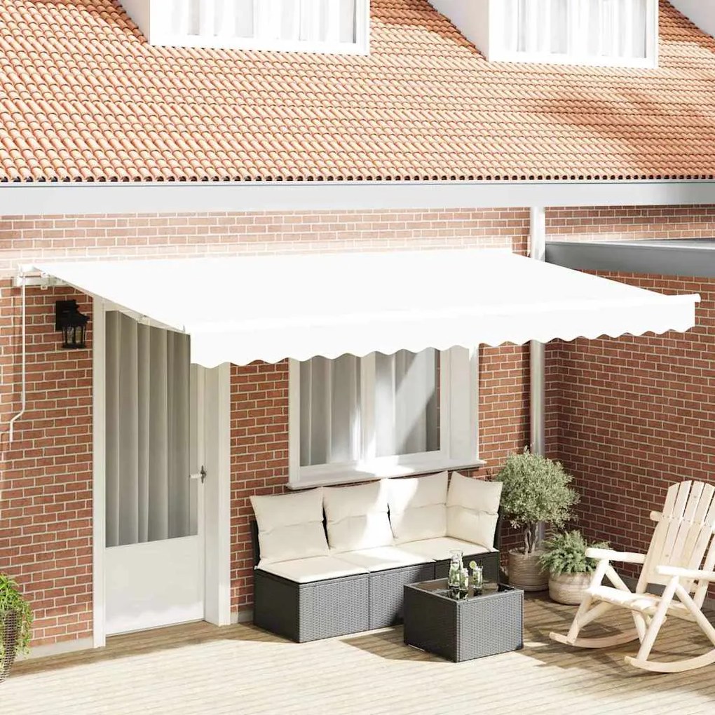 vidaXL Toldo Retrátil Manual Branco 400 x 200 cm tecido