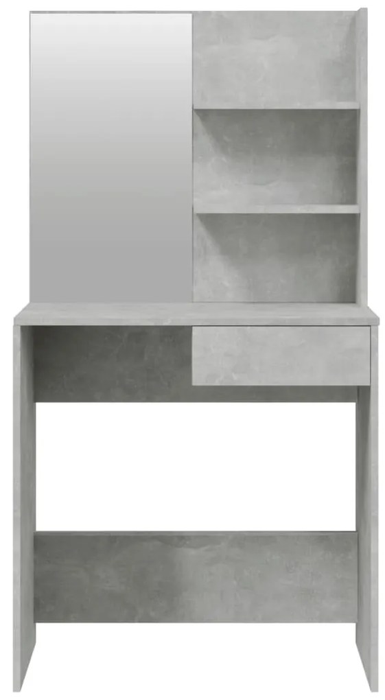 Toucador com espelho 74,5x40x141 cm cinzento cimento