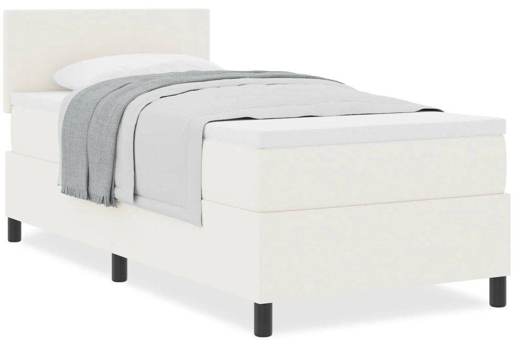 Cama Box Spring com Colchão Creme 90x200 cm Tecido de Veludo